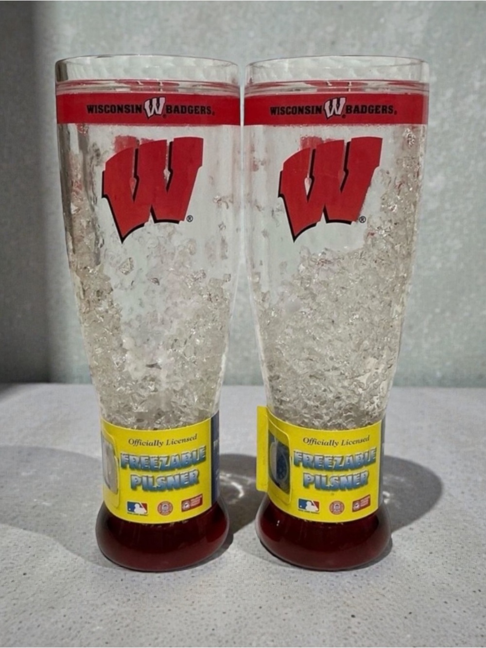 2 Officially Licensed Wisconsin Badgers 16 Ounce Freezable Pilsner Cups
